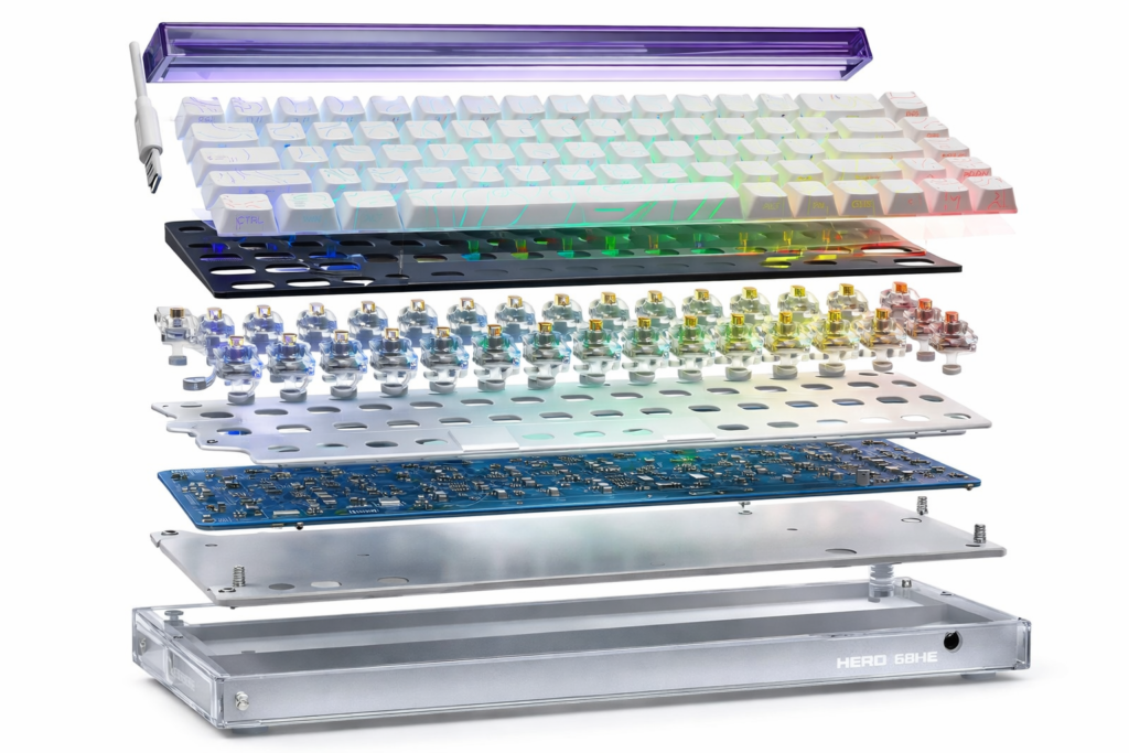 Teclado magnético em camadas.